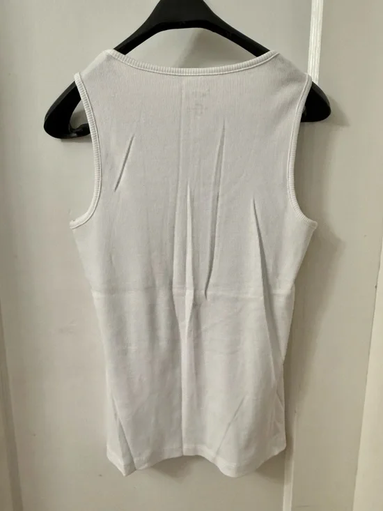 WHITE RIBBED COTTON TANK WITH FLORAL PATTERN - Picture 5 of 8
